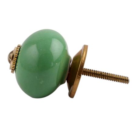 Solid Pea Green Golden Fitting Ceramic Cabinet Knob